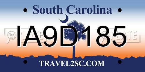 IA9D185 South Carolina License Plate