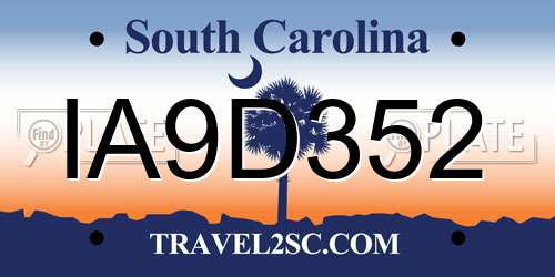 IA9D352 South Carolina License Plate