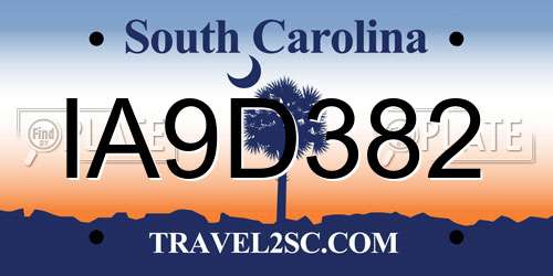 IA9D382 South Carolina License Plate