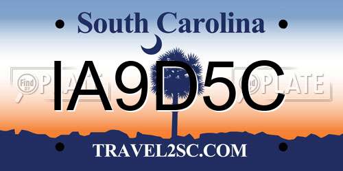 IA9D5C South Carolina License Plate