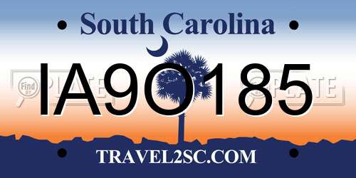 IA9O185 South Carolina License Plate