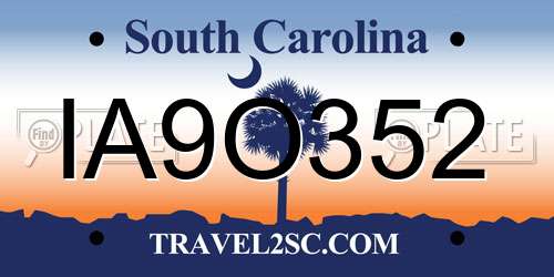 IA9O352 South Carolina License Plate