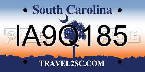 IA9Q185 South Carolina License Plate
