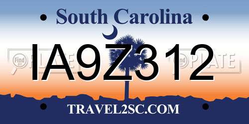 IA9Z312 South Carolina License Plate