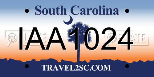 IAA1024 South Carolina License Plate