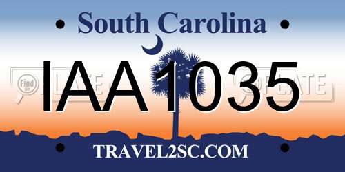 IAA1035 South Carolina License Plate