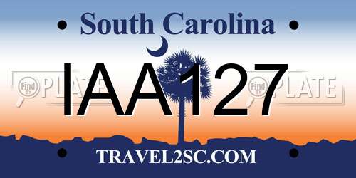 IAA127 South Carolina License Plate