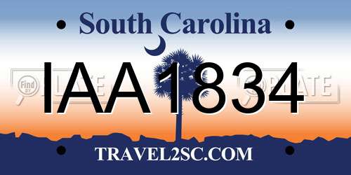 IAA1834 South Carolina License Plate