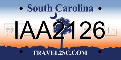 IAA2126 South Carolina License Plate