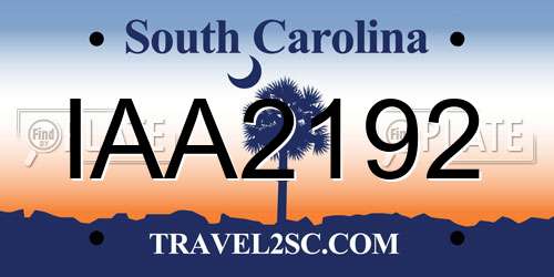 IAA2192 South Carolina License Plate
