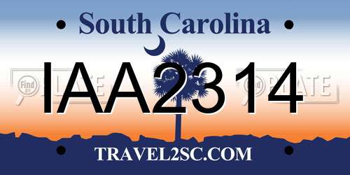 IAA2314 South Carolina License Plate