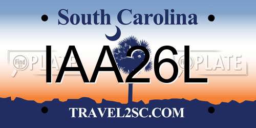 IAA26L South Carolina License Plate