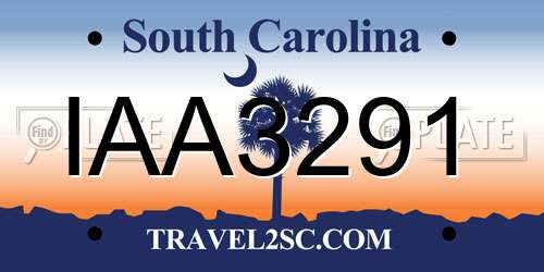 IAA3291 South Carolina License Plate