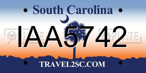 IAA5742 South Carolina License Plate