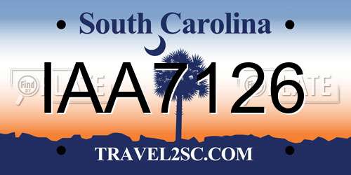 IAA7126 South Carolina License Plate