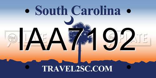 IAA7192 South Carolina License Plate