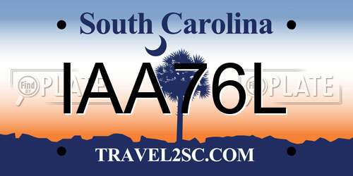 IAA76L South Carolina License Plate