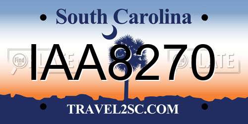 IAA8270 South Carolina License Plate