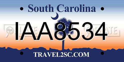 IAA8534 South Carolina License Plate