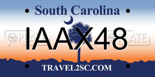 IAAX48 South Carolina License Plate