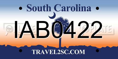 IAB0422 South Carolina License Plate