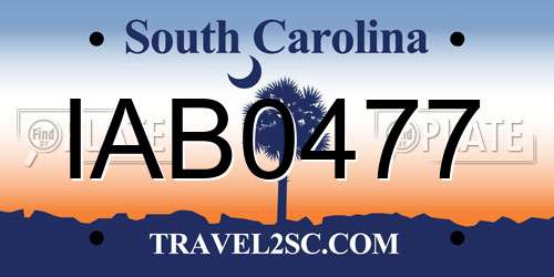 IAB0477 South Carolina License Plate