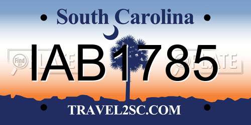 IAB1785 South Carolina License Plate