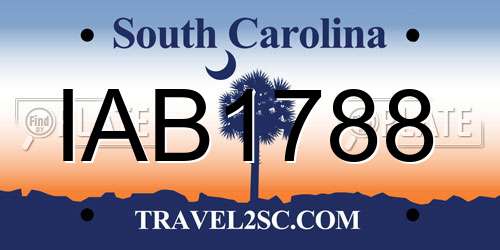 IAB1788 South Carolina License Plate