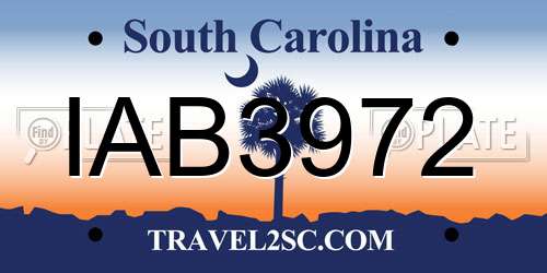 IAB3972 South Carolina License Plate