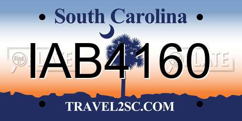 IAB4160 South Carolina License Plate
