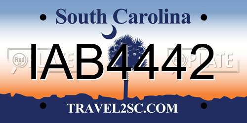 IAB4442 South Carolina License Plate