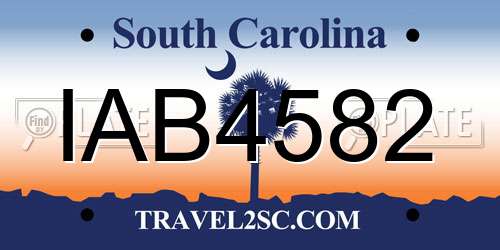 IAB4582 South Carolina License Plate