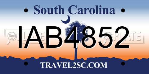IAB4852 South Carolina License Plate