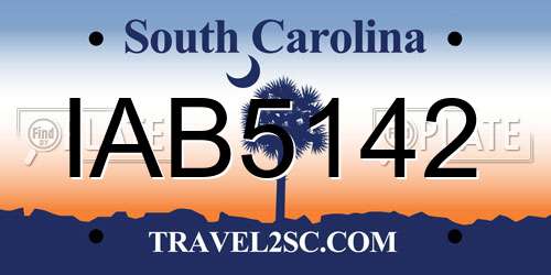 IAB5142 South Carolina License Plate