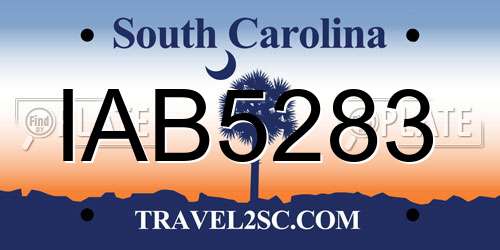 IAB5283 South Carolina License Plate