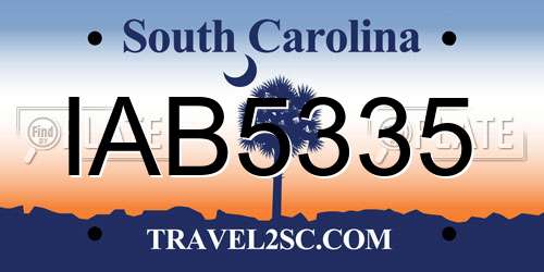 IAB5335 South Carolina License Plate