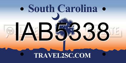 IAB5338 South Carolina License Plate