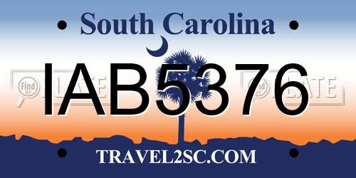 IAB5376 South Carolina License Plate