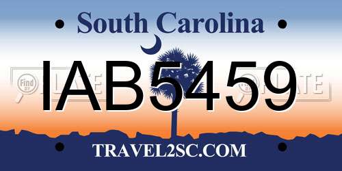 IAB5459 South Carolina License Plate