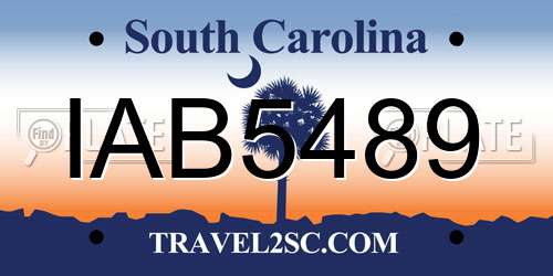 IAB5489 South Carolina License Plate