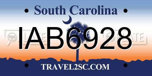 IAB6928 South Carolina License Plate