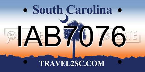 IAB7076 South Carolina License Plate