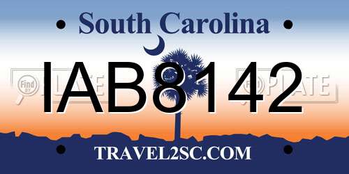 IAB8142 South Carolina License Plate