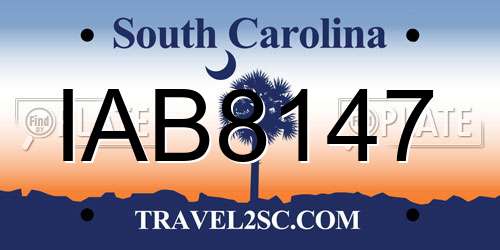 IAB8147 South Carolina License Plate