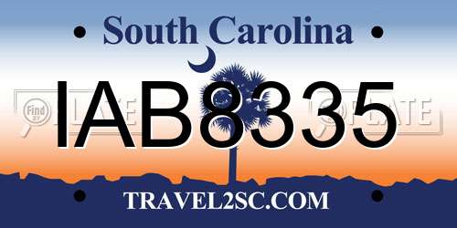 IAB8335 South Carolina License Plate
