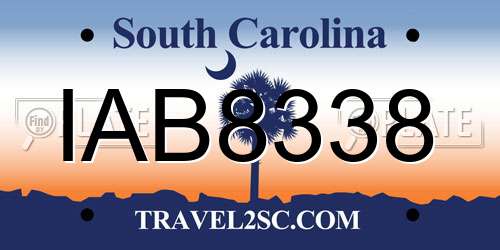 IAB8338 South Carolina License Plate