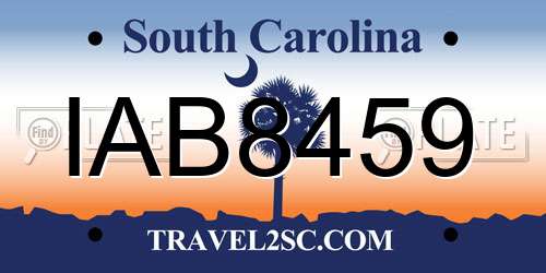 IAB8459 South Carolina License Plate