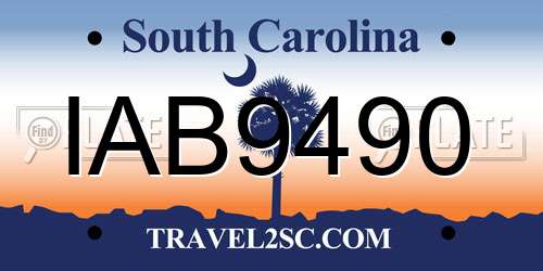 IAB9490 South Carolina License Plate