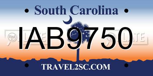 IAB9750 South Carolina License Plate