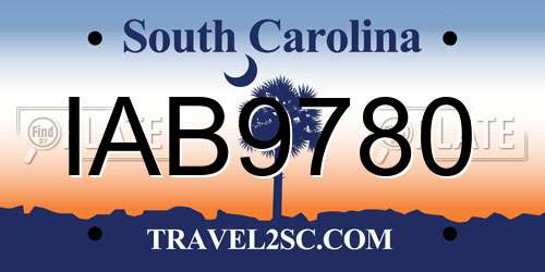 IAB9780 South Carolina License Plate